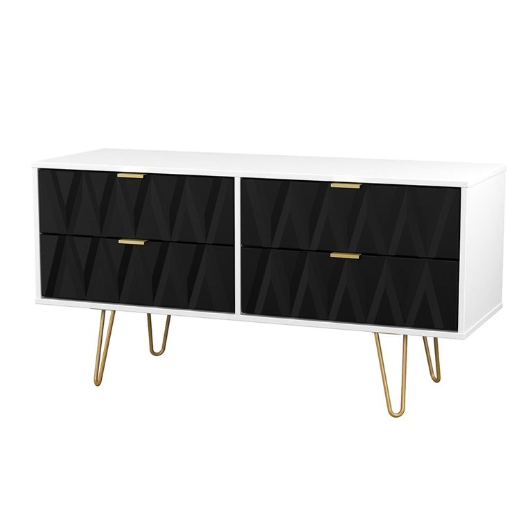 Diamond Bed Box - with Gold Hairpin Legs - Black and White