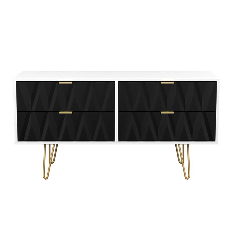 Diamond Bed Box - with Gold Hairpin Legs - Black and White