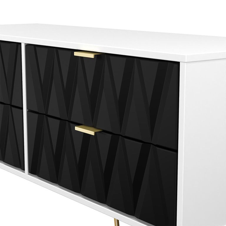 Diamond Bed Box - with Gold Hairpin Legs - Black and White