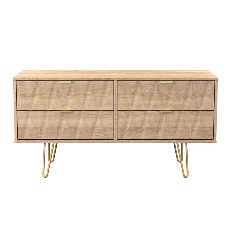 Diamond Bed Box - with Gold Hairpin Legs - Oak