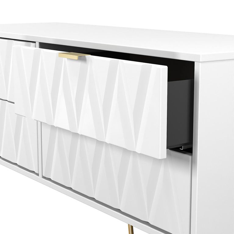 Diamond Bed Box - with Gold Hairpin Legs - White