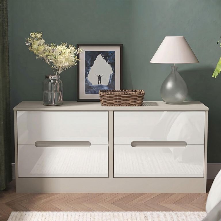 Monaco Bed Box - White Gloss and Cashmere