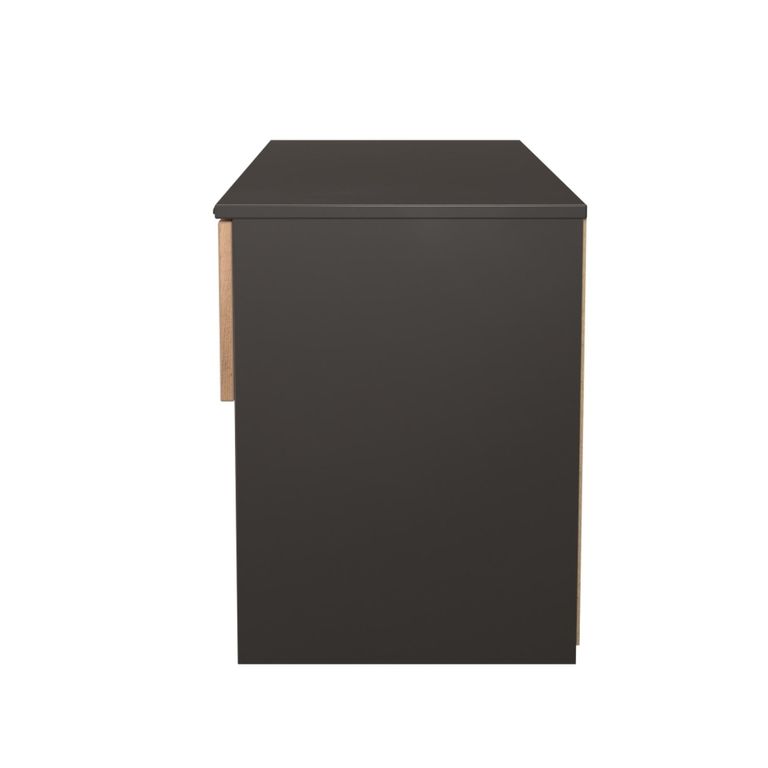 Bora Bed Box - 2 Drawer - Open Shelf - Gold Craft Oak and Graphite