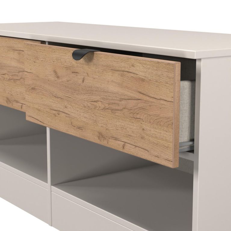Bora Bed Box - 2 Drawer - Open Shelf - Gold Craft Oak and Kashmir Matt