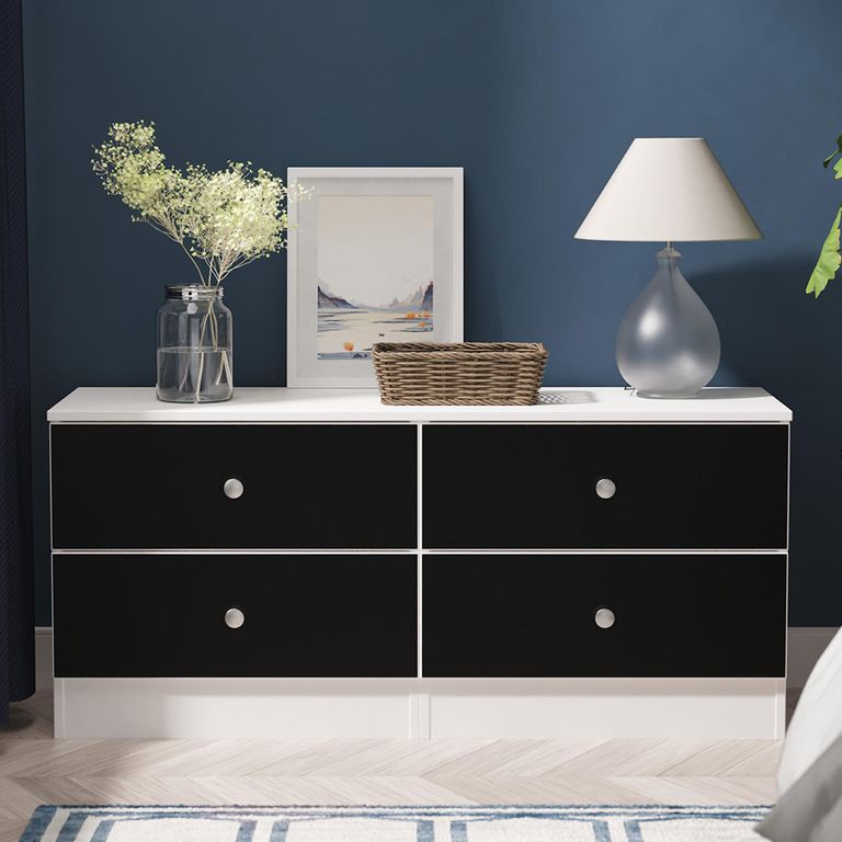 Yarmouth Bed Box - 4 Drawer - Black Matt and White Matt