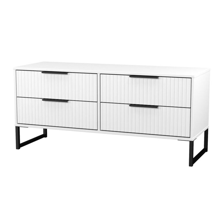Fluted Bed Box - 4 Drawer - White Matt