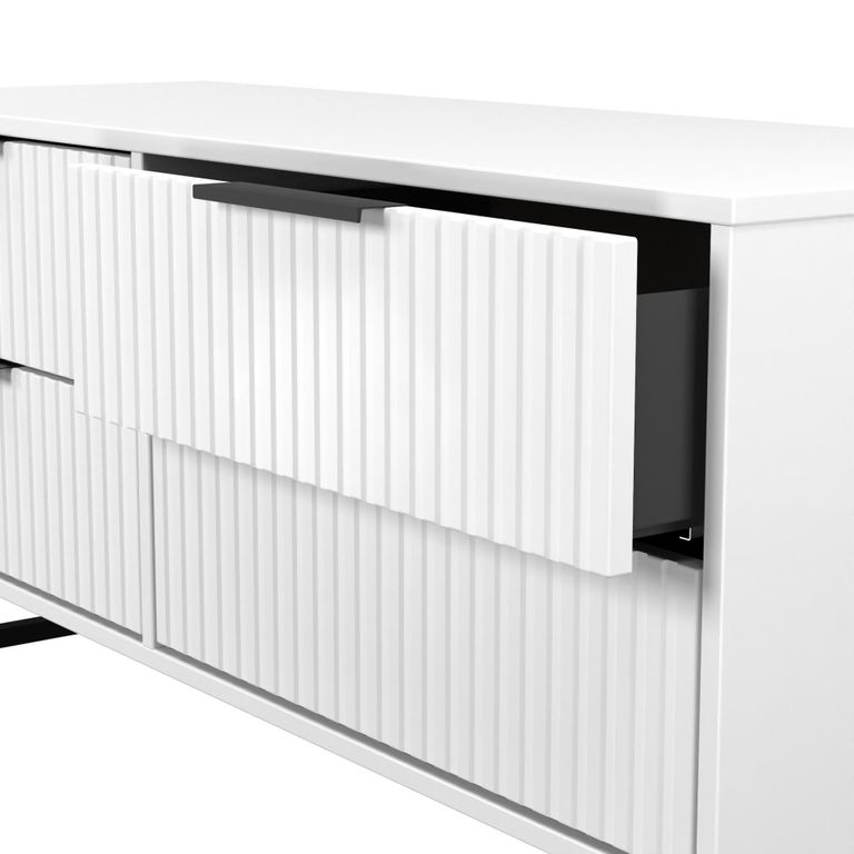 Fluted Bed Box - 4 Drawer - White Matt