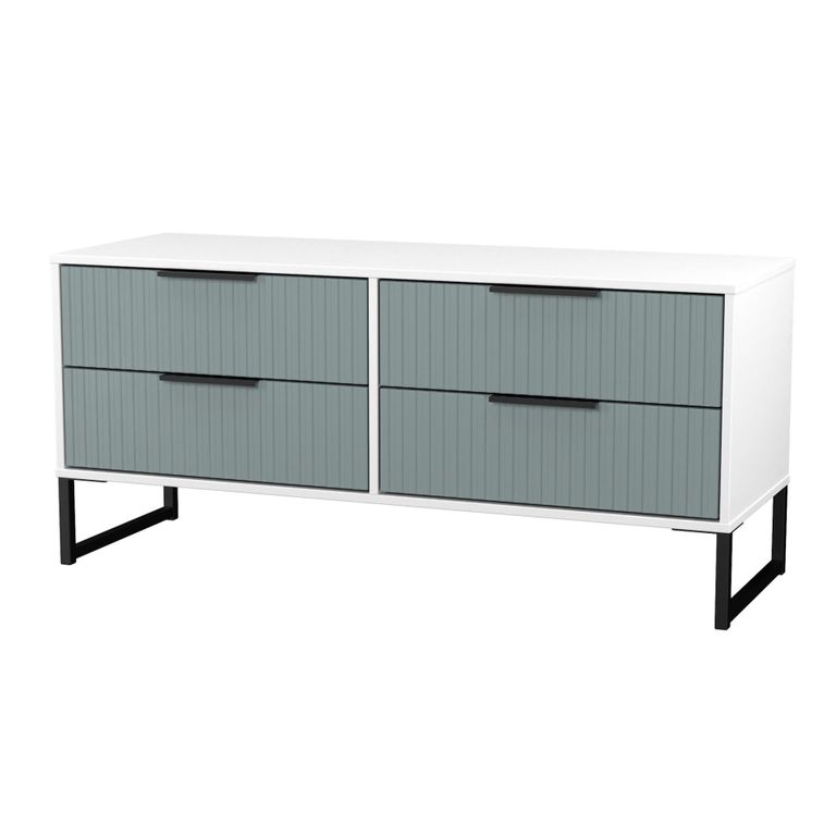 Fluted Bed Box - 4 Drawer - Duck and White Matt