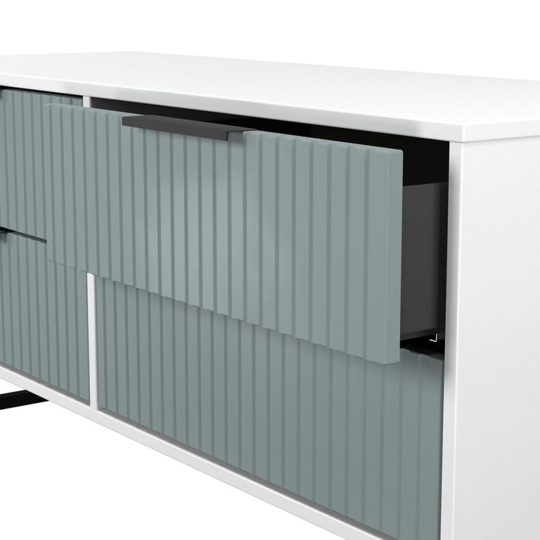 Fluted Bed Box - 4 Drawer - Duck and White Matt