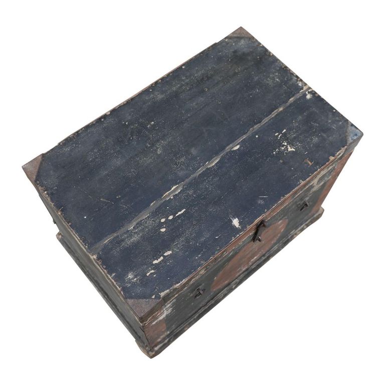 Distressed Hand Painted Storage Trunk - Weathered Black - Wooden