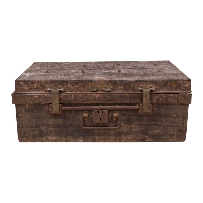 Vintage Storage Trunk -  Weathered Brown - Metal