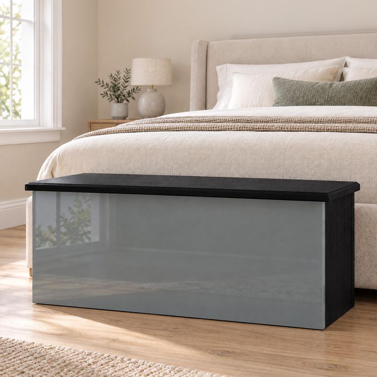 Knightsbridge Grey Gloss and Black Blanket Box