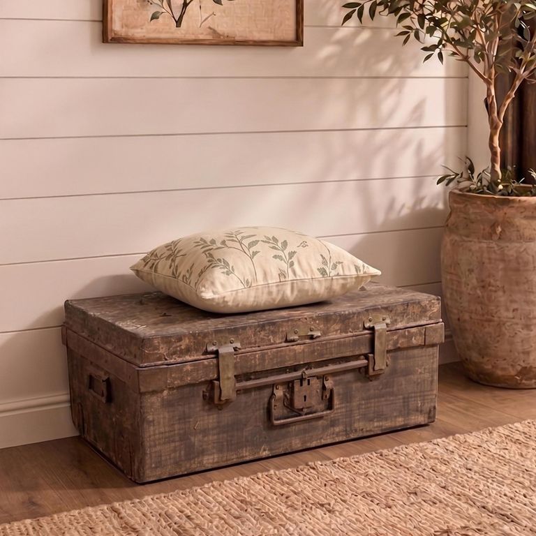 Vintage Storage Trunk -  Weathered Brown - Metal