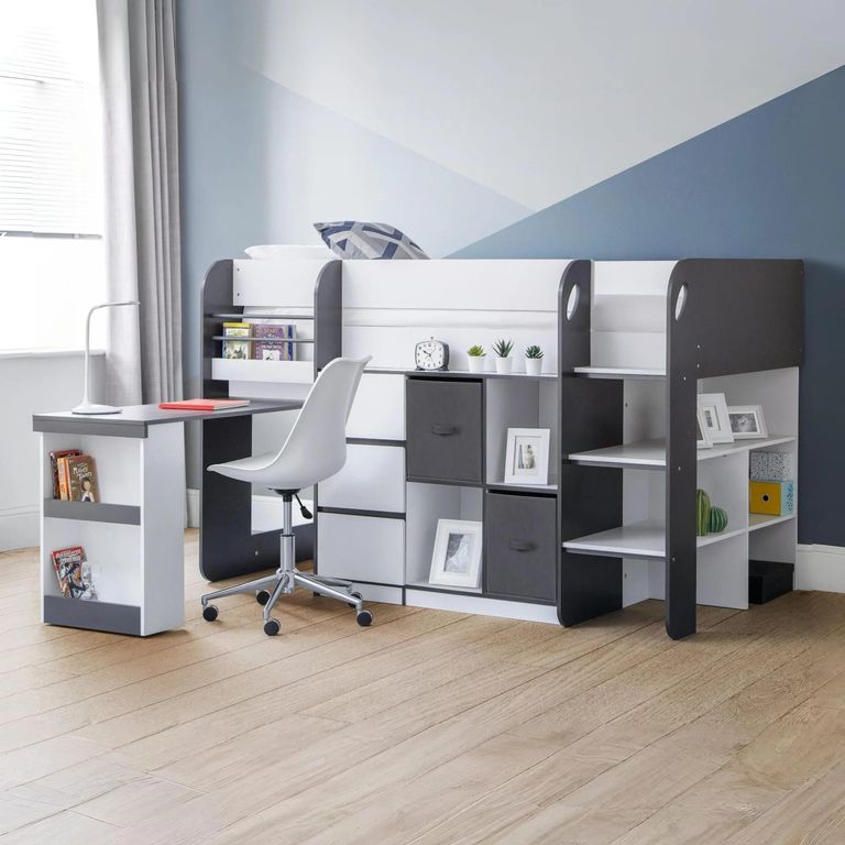 Saturn Midsleeper Bed - White and Grey