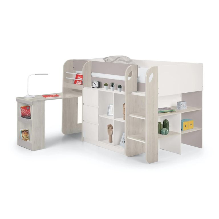 Saturn Midsleeper Bed - White and Taupe