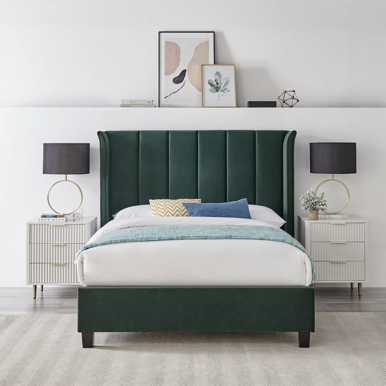 Posey Emerald Green Fabric Bed - Sizes Available