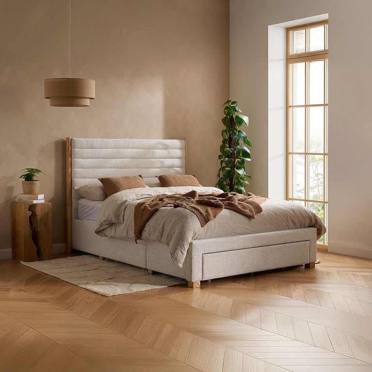 Arabella Bed - Grey Velvet Fabric - Sizes Available