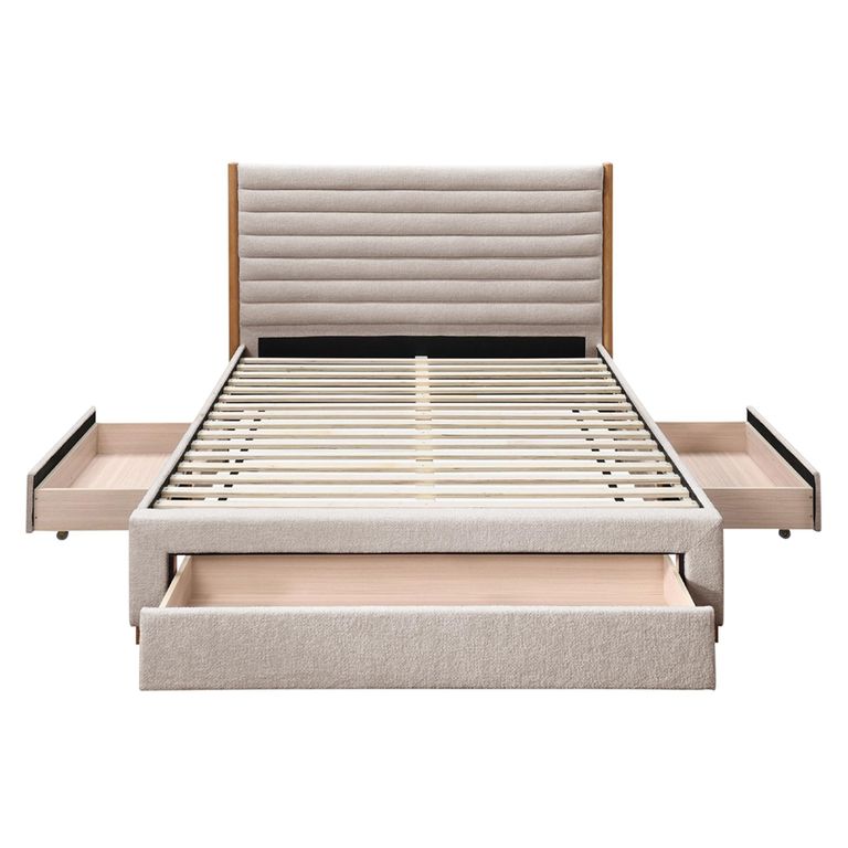 Arabella Bed - Grey Velvet Fabric - Sizes Available