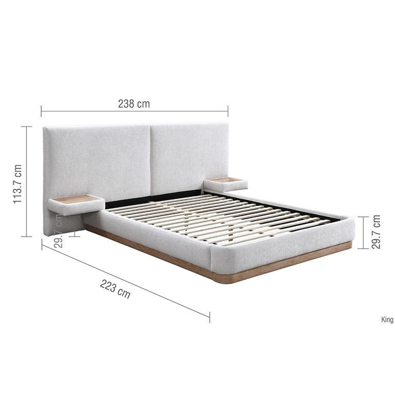 Como Bed - White Fabric - Sizes Available