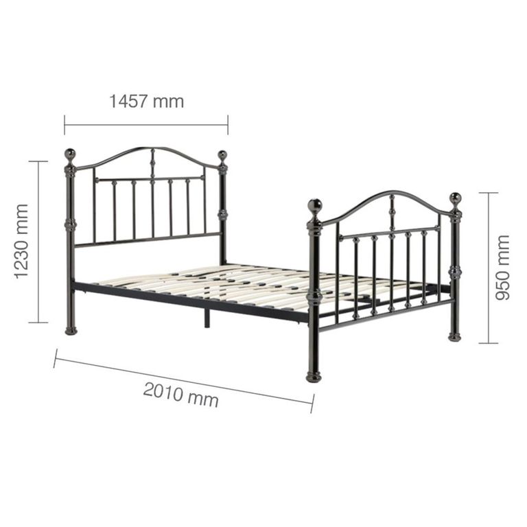 Victoria Bed - Silver Metal - Sizes Available