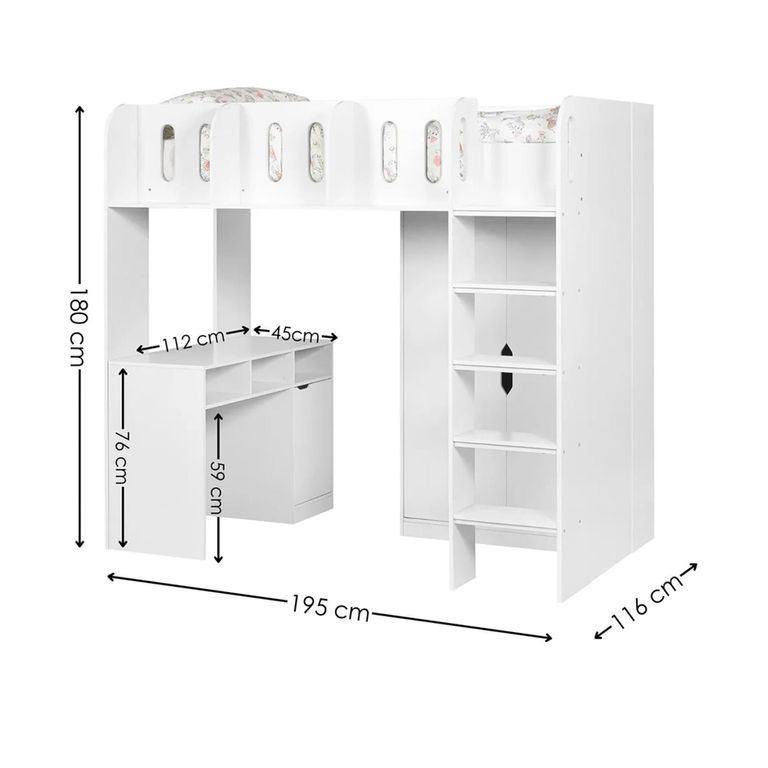 Vision Highsleeper Bed - White