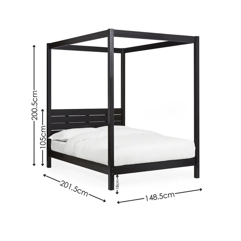 Roxanne 4 Poster Canopy Bed - Black - Sizes Available