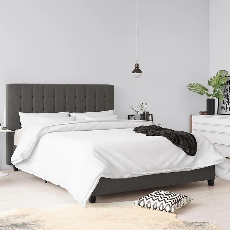 Emily Linen Fabric Bed - Grey - 5ft King Size - 4108439UK