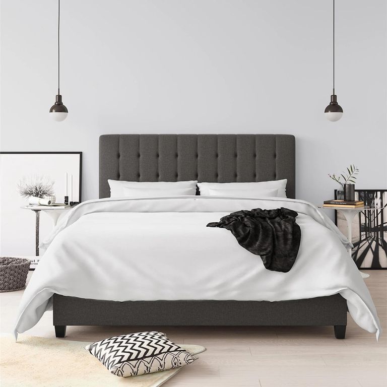Emily Linen Fabric Bed - Grey - 5ft King Size - 4108439UK