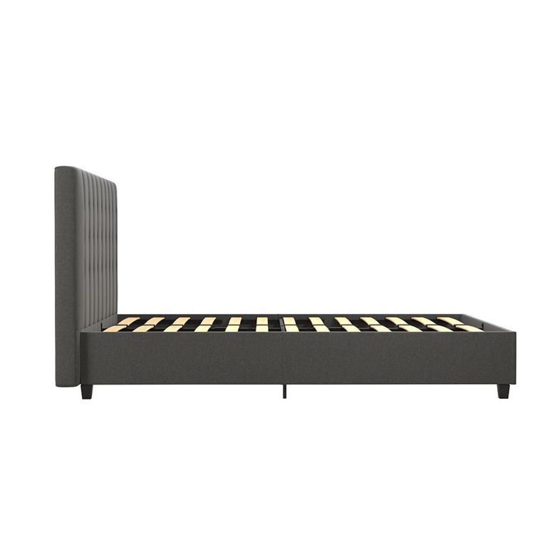 Emily Linen Fabric Bed - Grey - 5ft King Size - 4108439UK