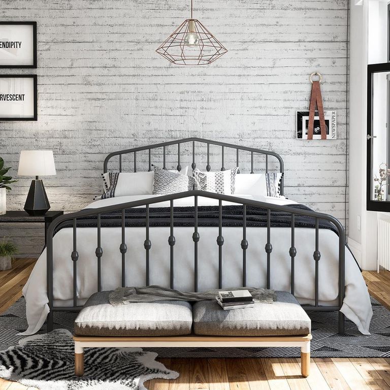Novogratz Bushwick Metal Bed - Grey - Sizes Available - 4044429NUK