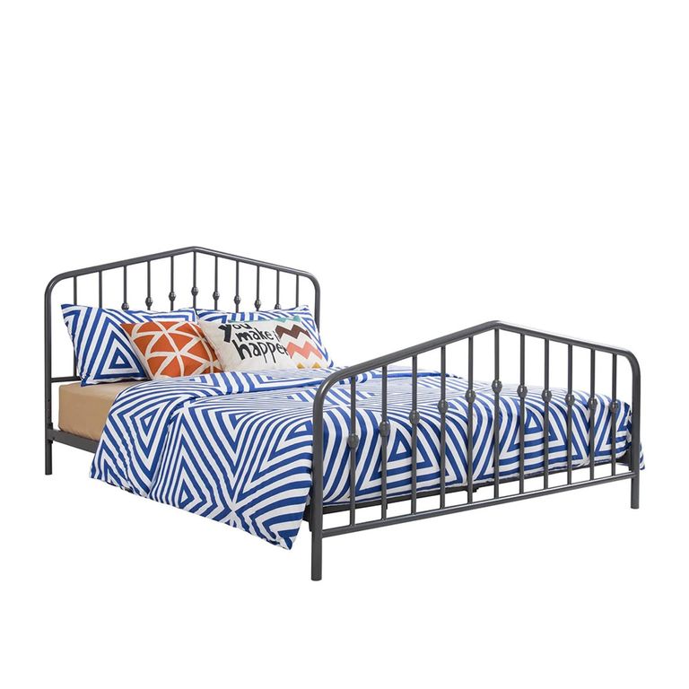 Novogratz Bushwick Metal Bed - Grey - Sizes Available - 4044429NUK
