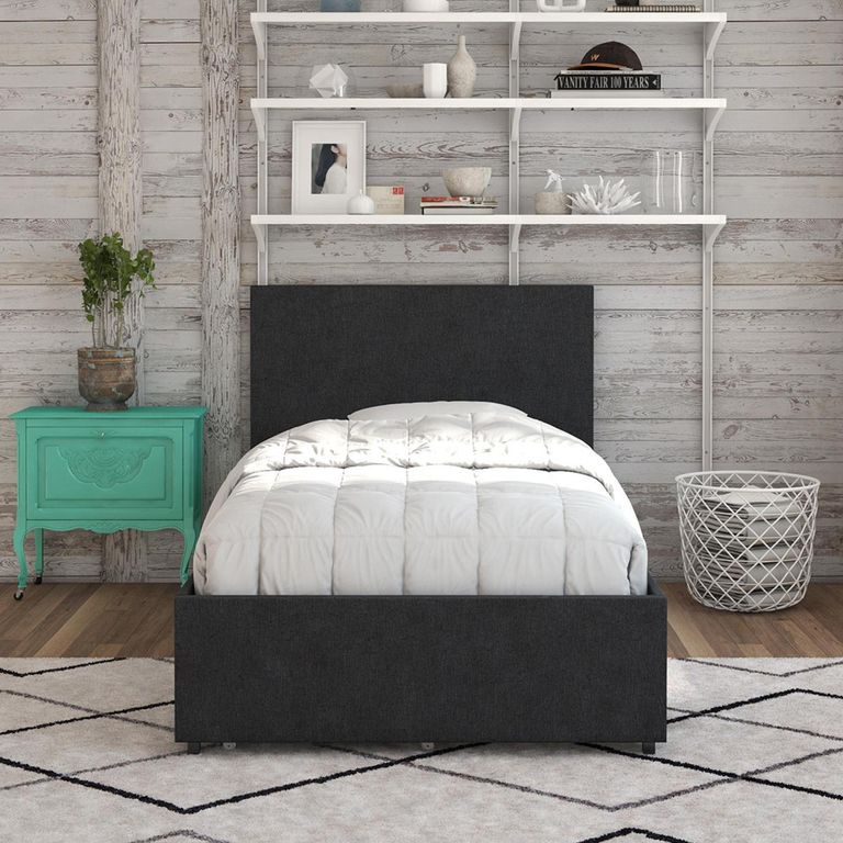 Novogratz Kelly Bed with Storage - Dark Grey -  3ft Single - 4296419NUK