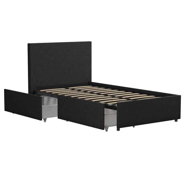 Novogratz Kelly Bed with Storage - Dark Grey -  3ft Single - 4296419NUK
