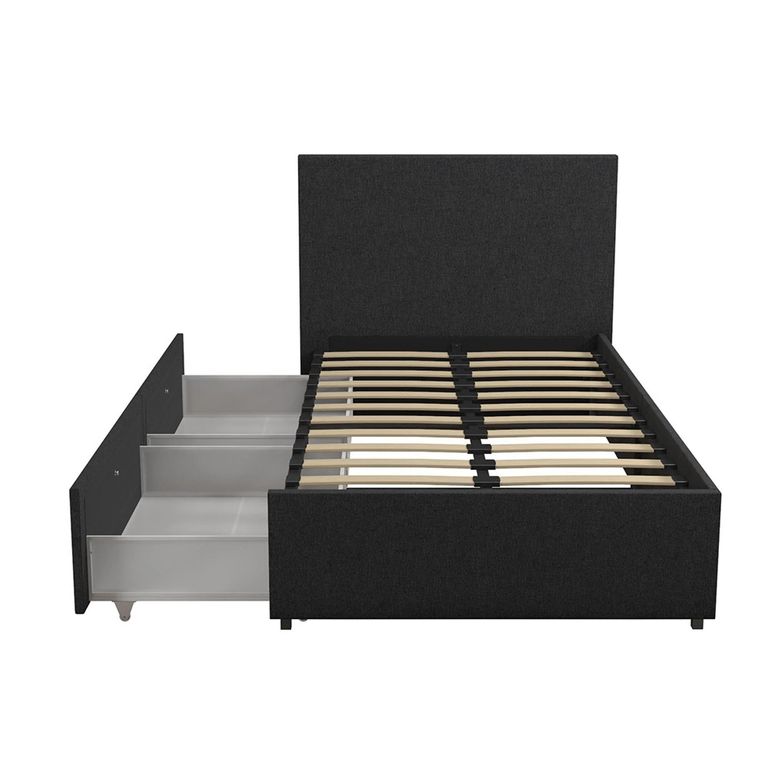 Novogratz Kelly Bed with Storage - Dark Grey -  3ft Single - 4296419NUK