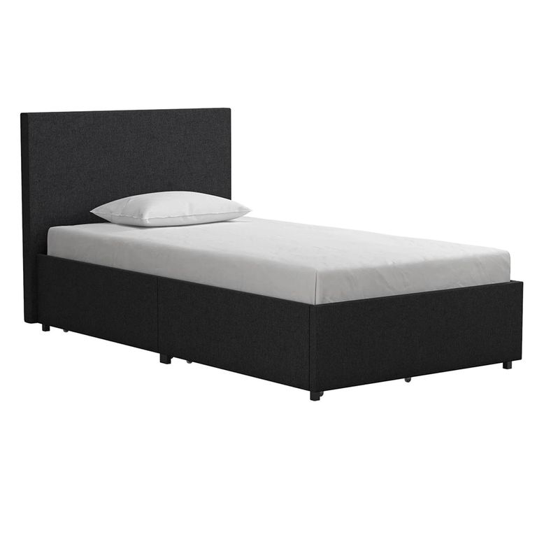 Novogratz Kelly Bed with Storage - Dark Grey -  3ft Single - 4296419NUK