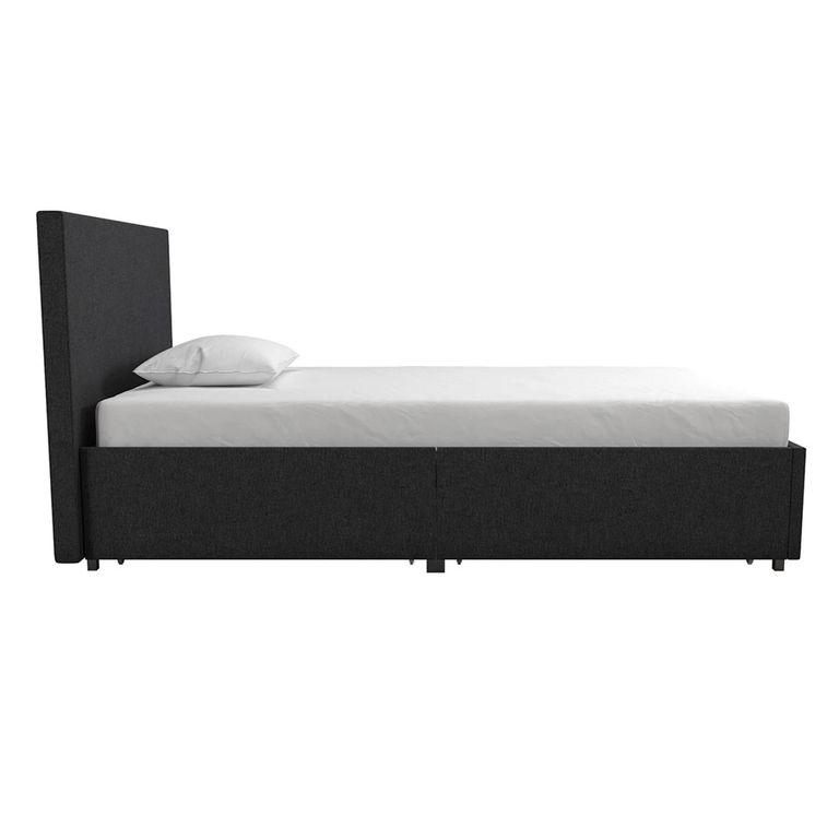 Novogratz Kelly Bed with Storage - Dark Grey -  3ft Single - 4296419NUK
