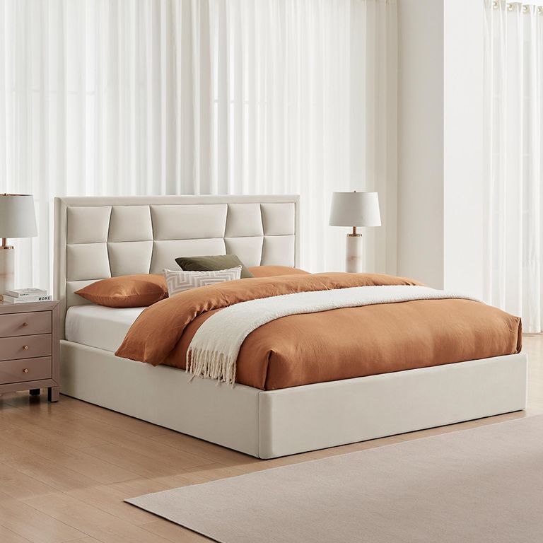 Clarke Ottoman Storage Bed - Natural Fabric - Sizes Available