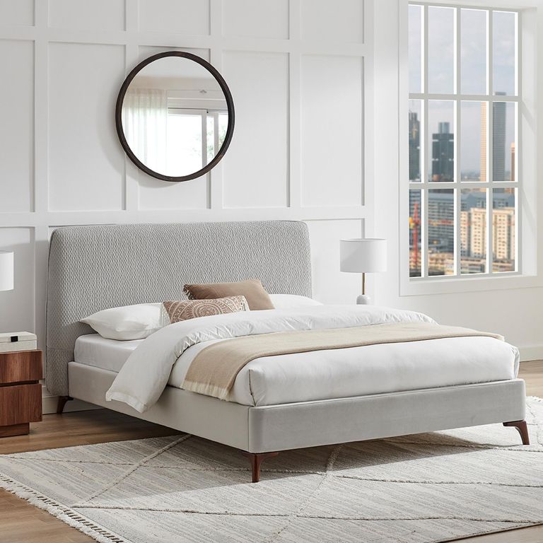 Davies Bed - Grey Fabric - Sizes Available