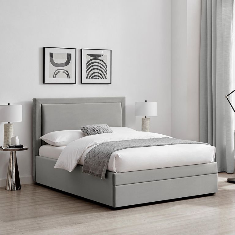 Lawson Storage Bed - 2 Drawer - Grey Fabric - Sizes Available