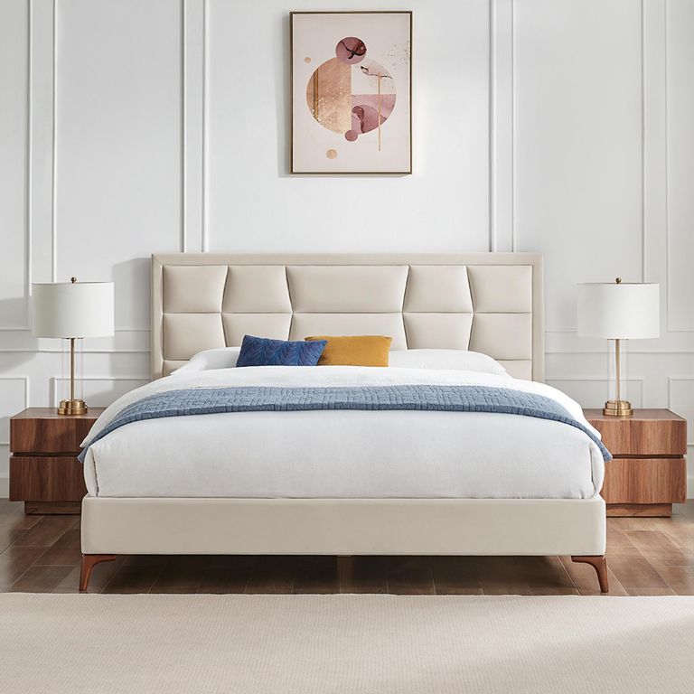 Clarke Bed - Natural Fabric - Sizes Available