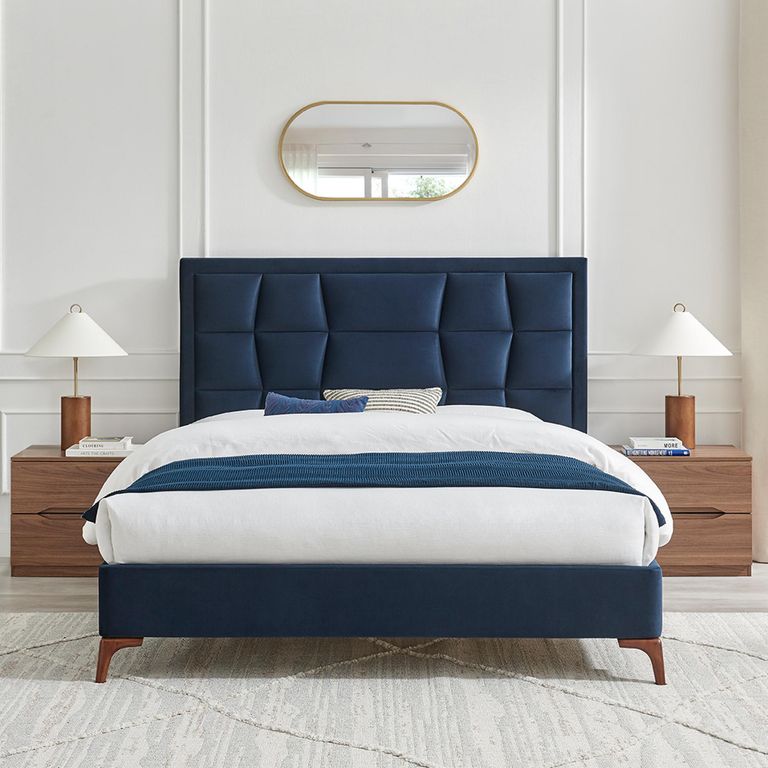 Clarke Bed - Navy Fabric - Sizes Available