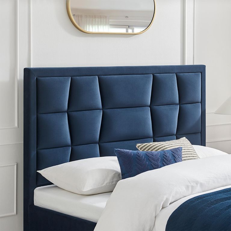 Clarke Bed - Navy Fabric - Sizes Available