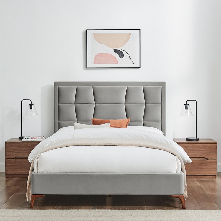 Clarke Bed - Silver Fabric - Sizes Available