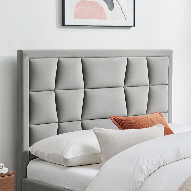 Clarke Bed - Silver Fabric - Sizes Available