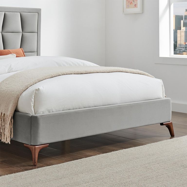 Clarke Bed - Silver Fabric - Sizes Available