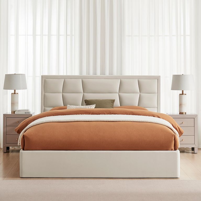 Clarke Ottoman Storage Bed - Natural Fabric - Sizes Available