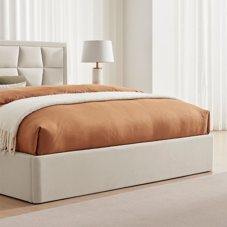 Clarke Ottoman Storage Bed - Natural Fabric - Sizes Available