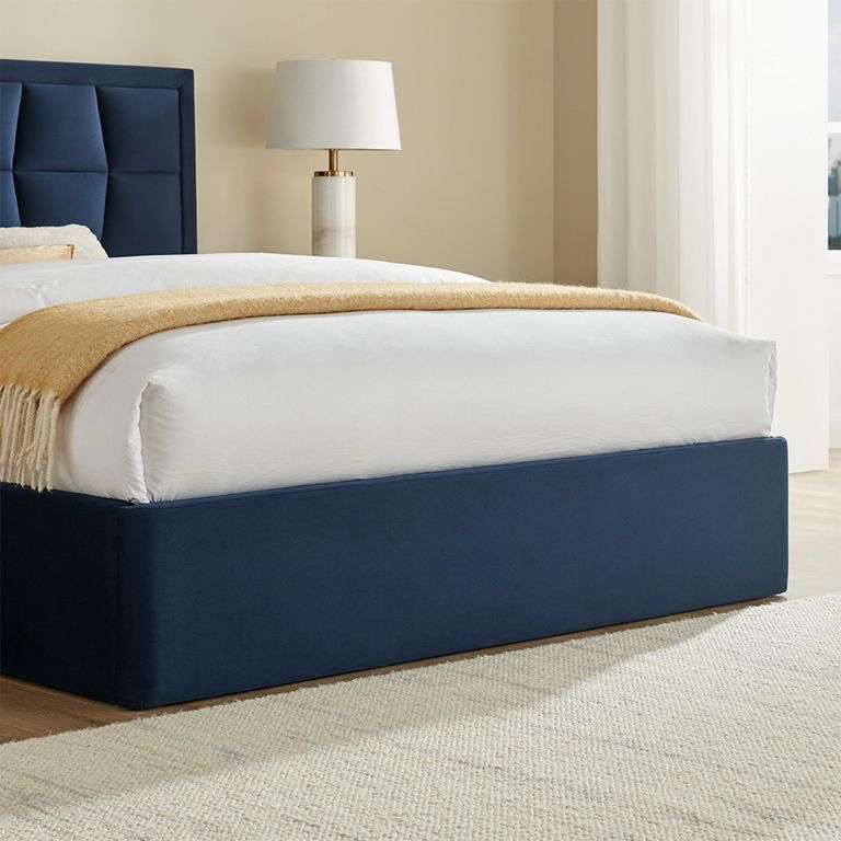 Clarke Ottoman Storage Bed - Navy Fabric - Sizes Available