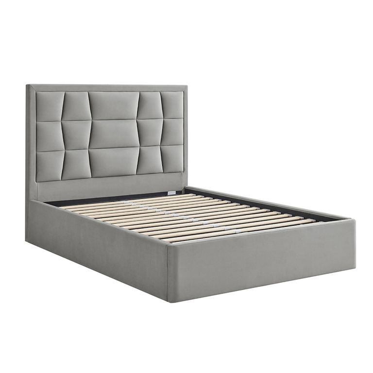 Clarke Ottoman Storage Bed - Silver Fabric - Sizes Available