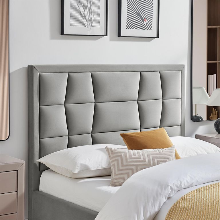 Clarke Ottoman Storage Bed - Silver Fabric - Sizes Available